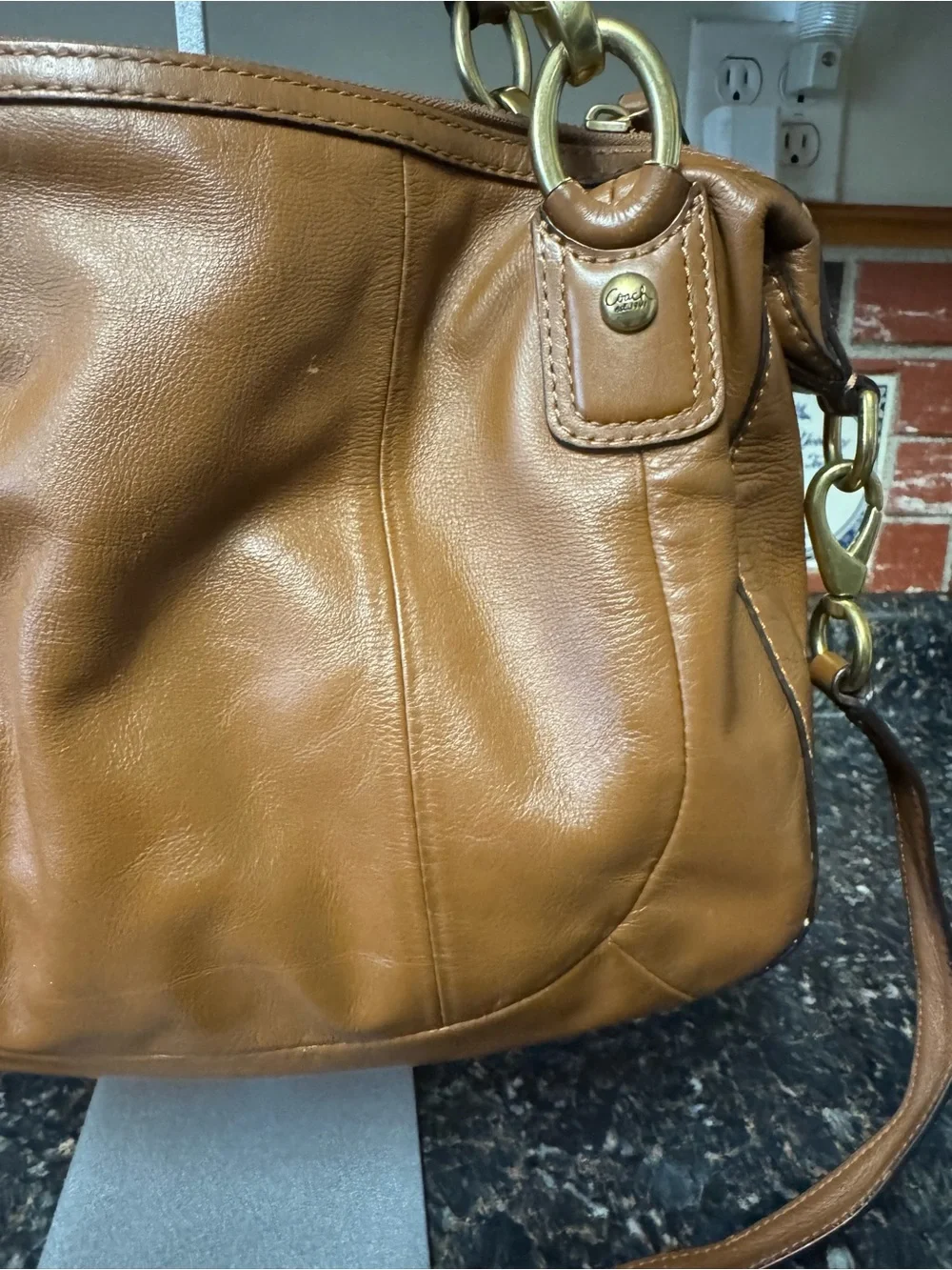 Coach Kristin Woven Leather Round Satchel F23048 Cognac Crossbody-Project Bag